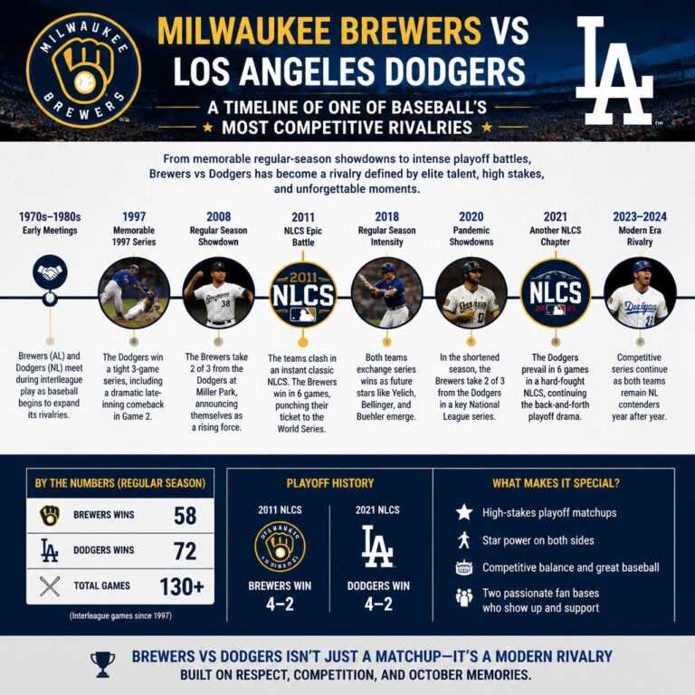 Milwaukee Brewers vs Dodgers Timeline